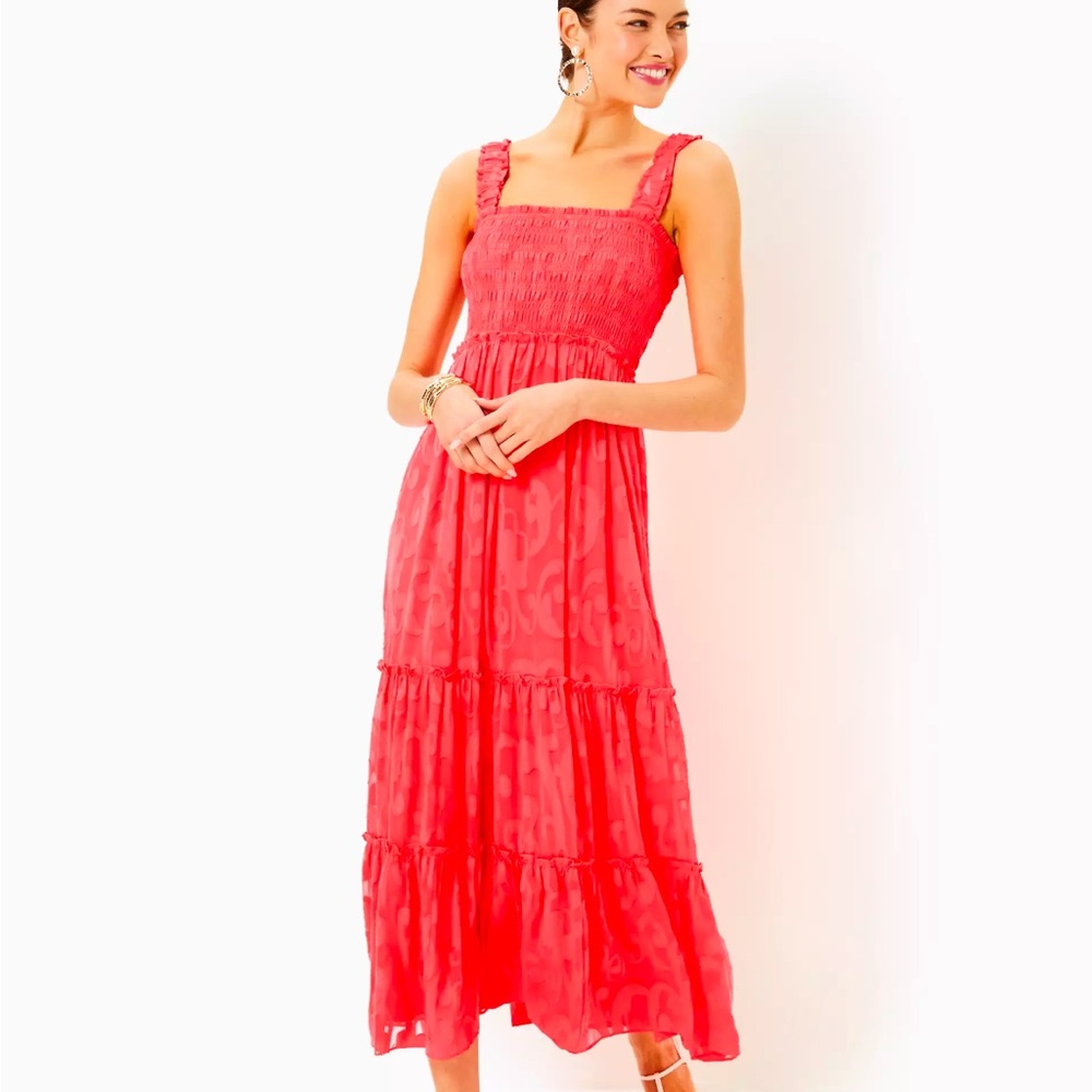 NWT LILLY PULITZER Hadly Smocked top Maxi Dress XL